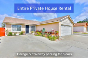 Entire Private 4-Bedroom House with Garage, Gated Yard, King Bed